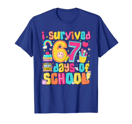 I Survived 67 Days of School Funny Meme Teacher Student Kids T-Shirt