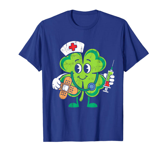 St Patricks Day Shamrock Nurse Saint Paddys Scrub Top Women T-Shirt