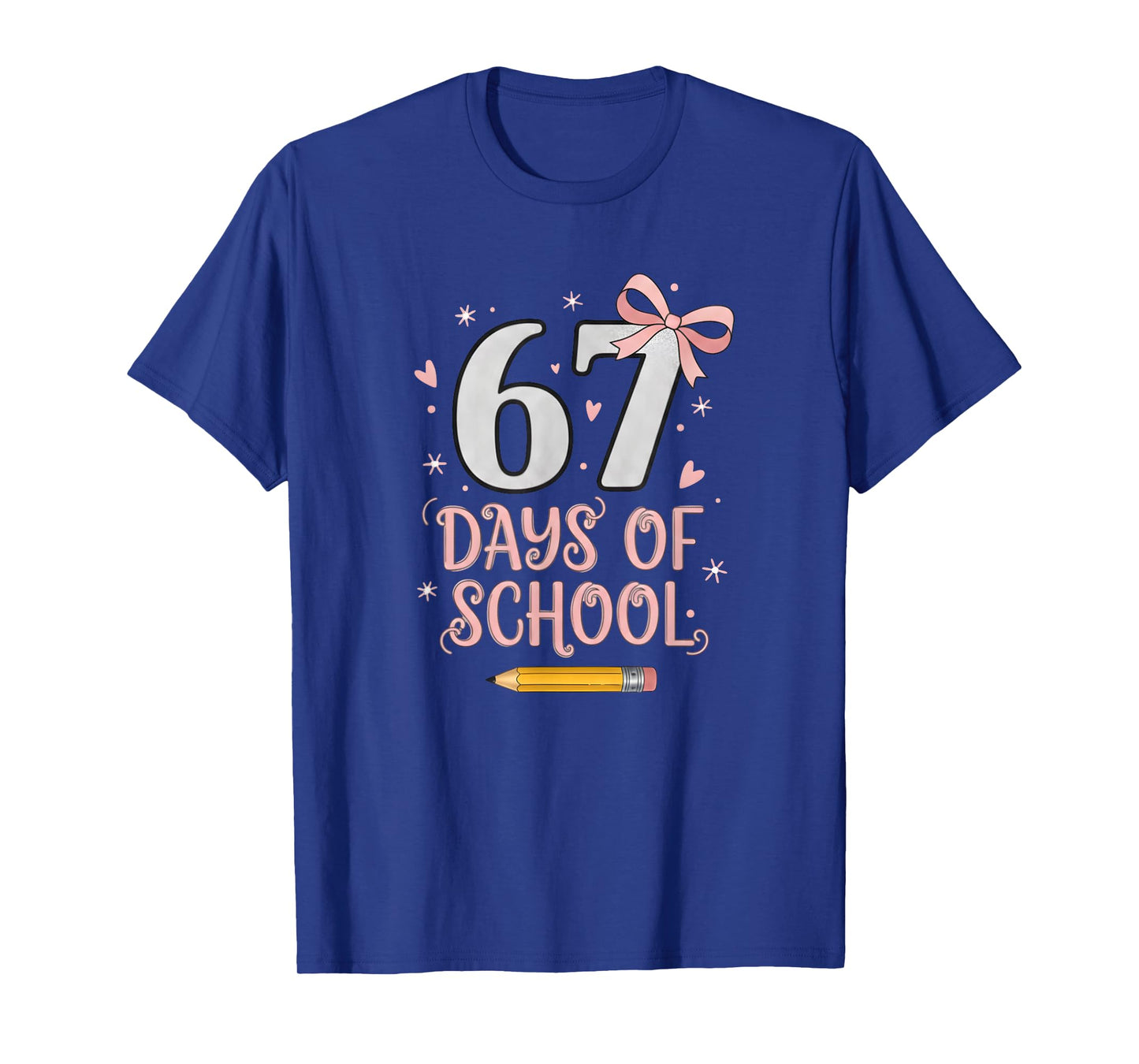 67 Days of School Retro Bow Kids Teachers 67 Meme Humor 6 7 T-Shirt