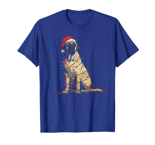 Funny English Mastiff Christmas Graphics Dog Lights Lover T-Shirt