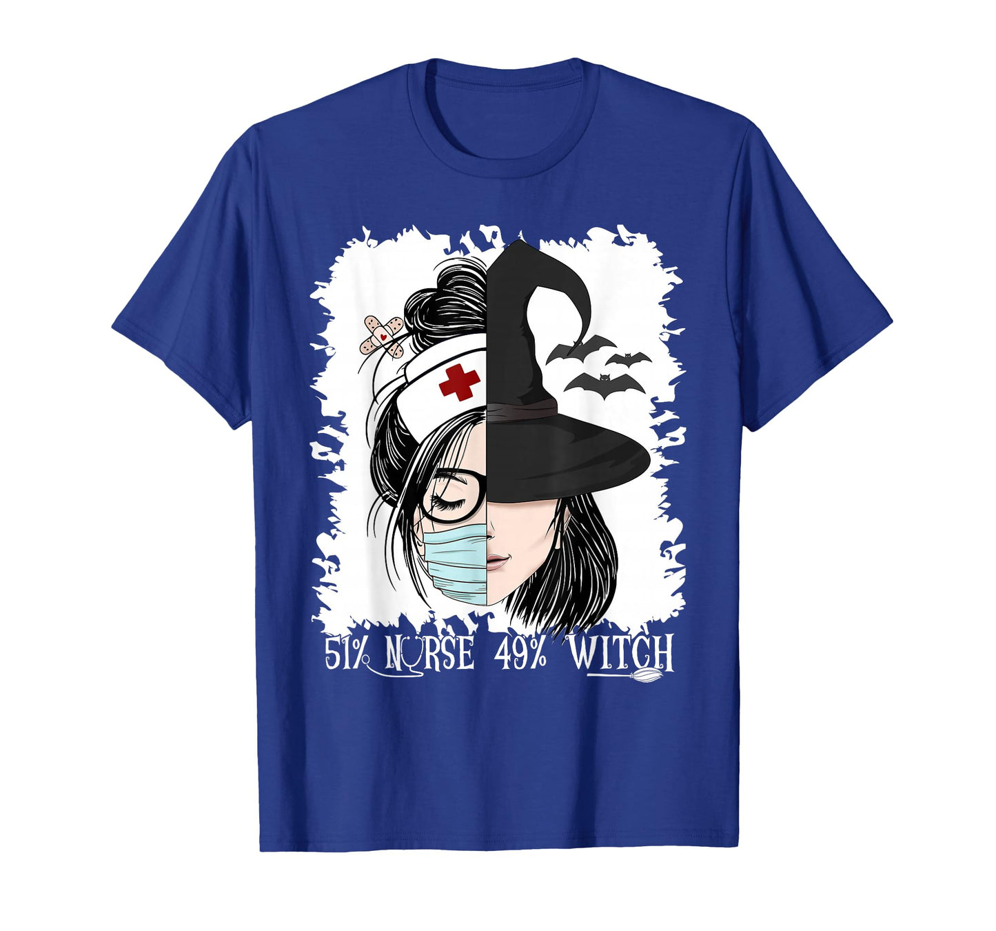 Women’s Halloween 51% Nurse 49% Witch Cute Spooky Season T-Shirt