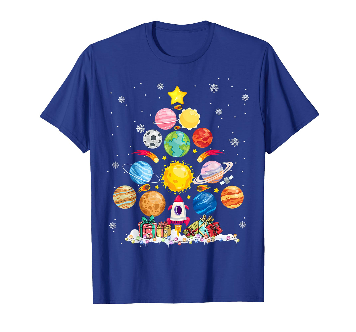 Funny Solar System Space Planets Tree Christmas Pajama Xmas T-Shirt