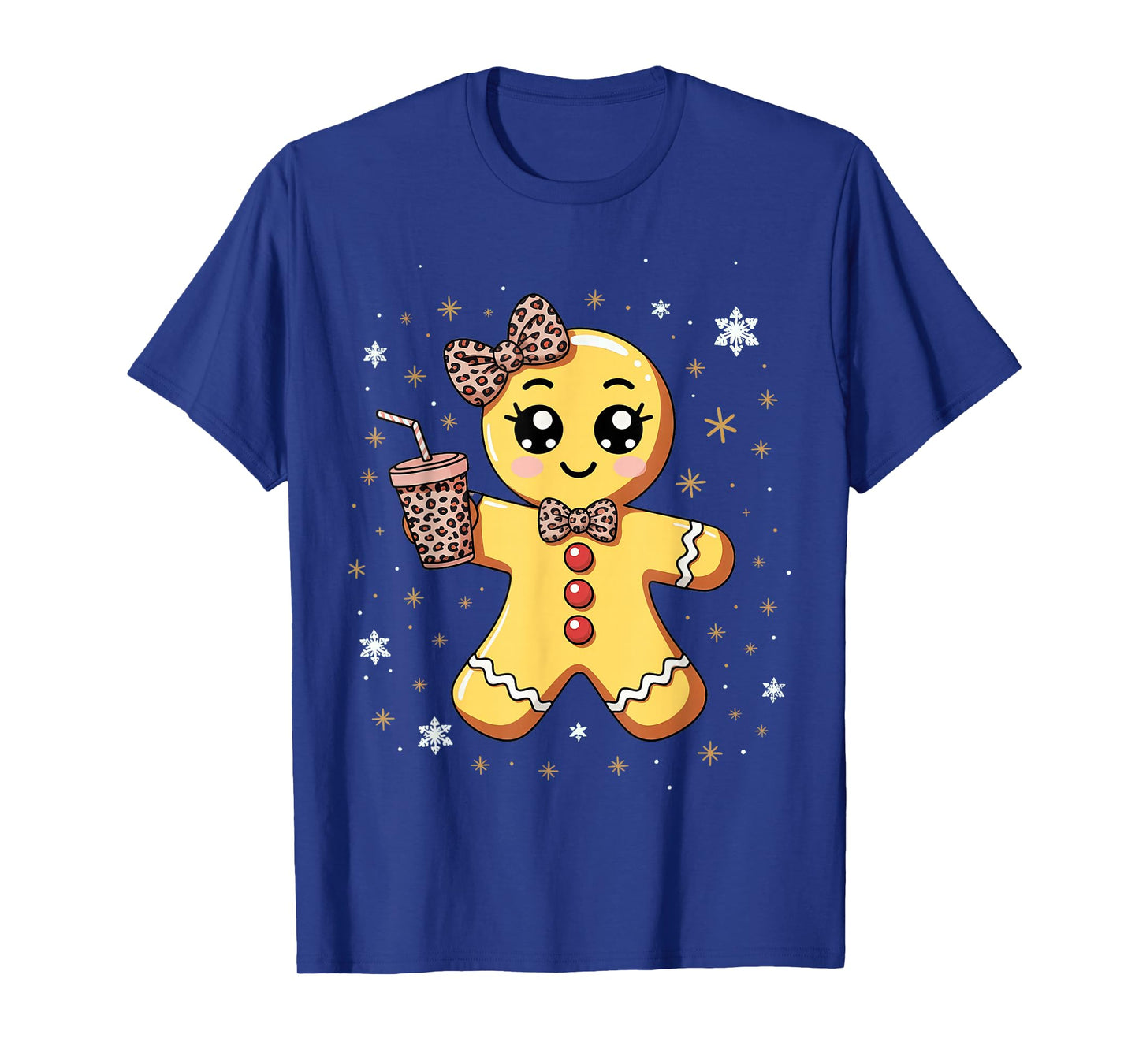 Cute Gingerbread Leopard Coquette Christmas T-Shirt