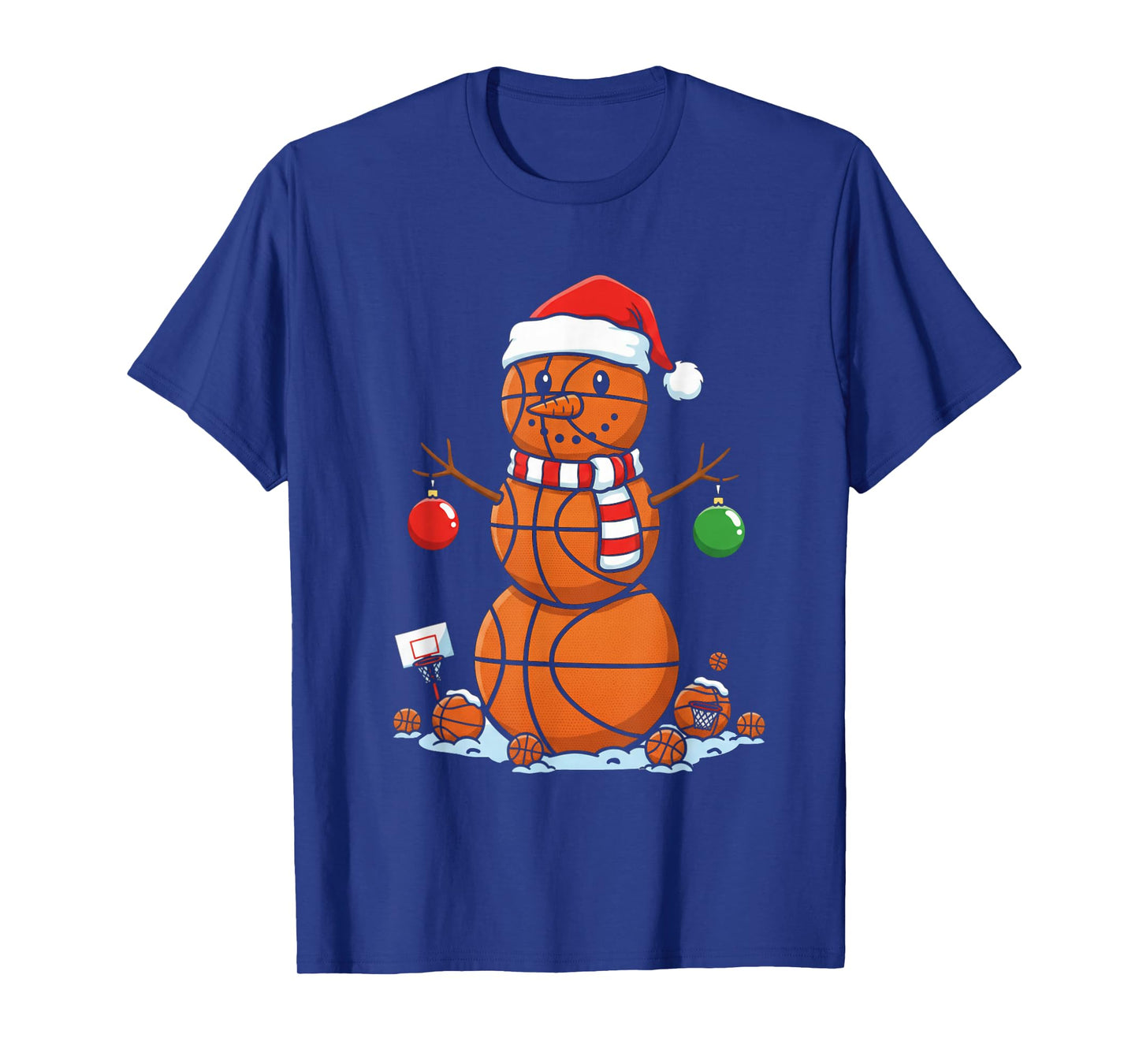 Christmas Basketball Snowman Player Santa Hat T-Shirt
