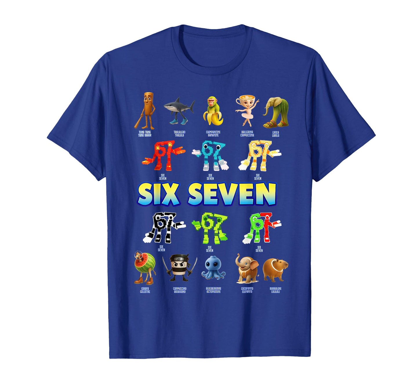 Funny Italian Brainrot Six Seven 67 Meme Gifts for Kids Boys T-Shirt