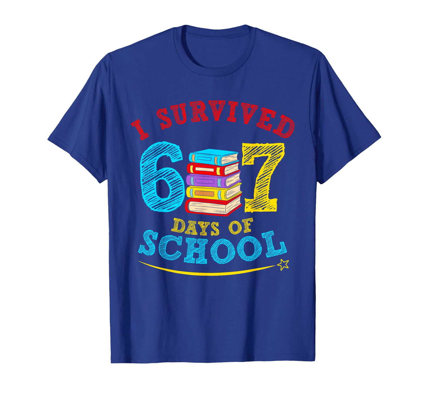 I Survived 67 Days of School Book Six Seven Students Teacher T-Shirt