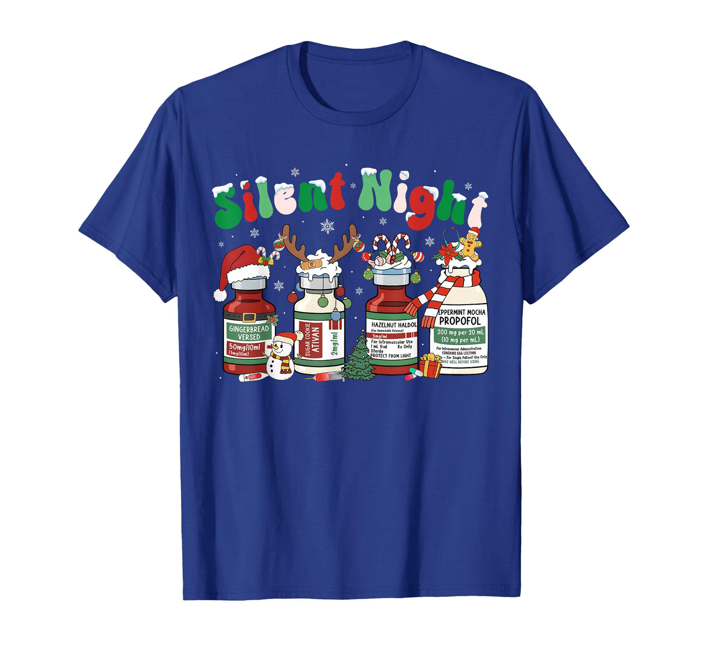 Retro Silent Night ICU Nurse Propofol Christmas Men Women T-Shirt