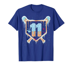 Baseball 11 Year Old Ice Cream Drip 11th Birthday Boys T-Shirt