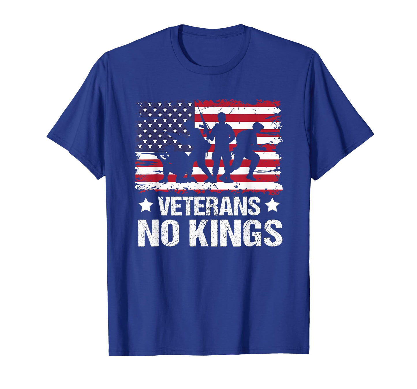 Veterans No Kings Vintage Military America Flag Veterans Day T-Shirt