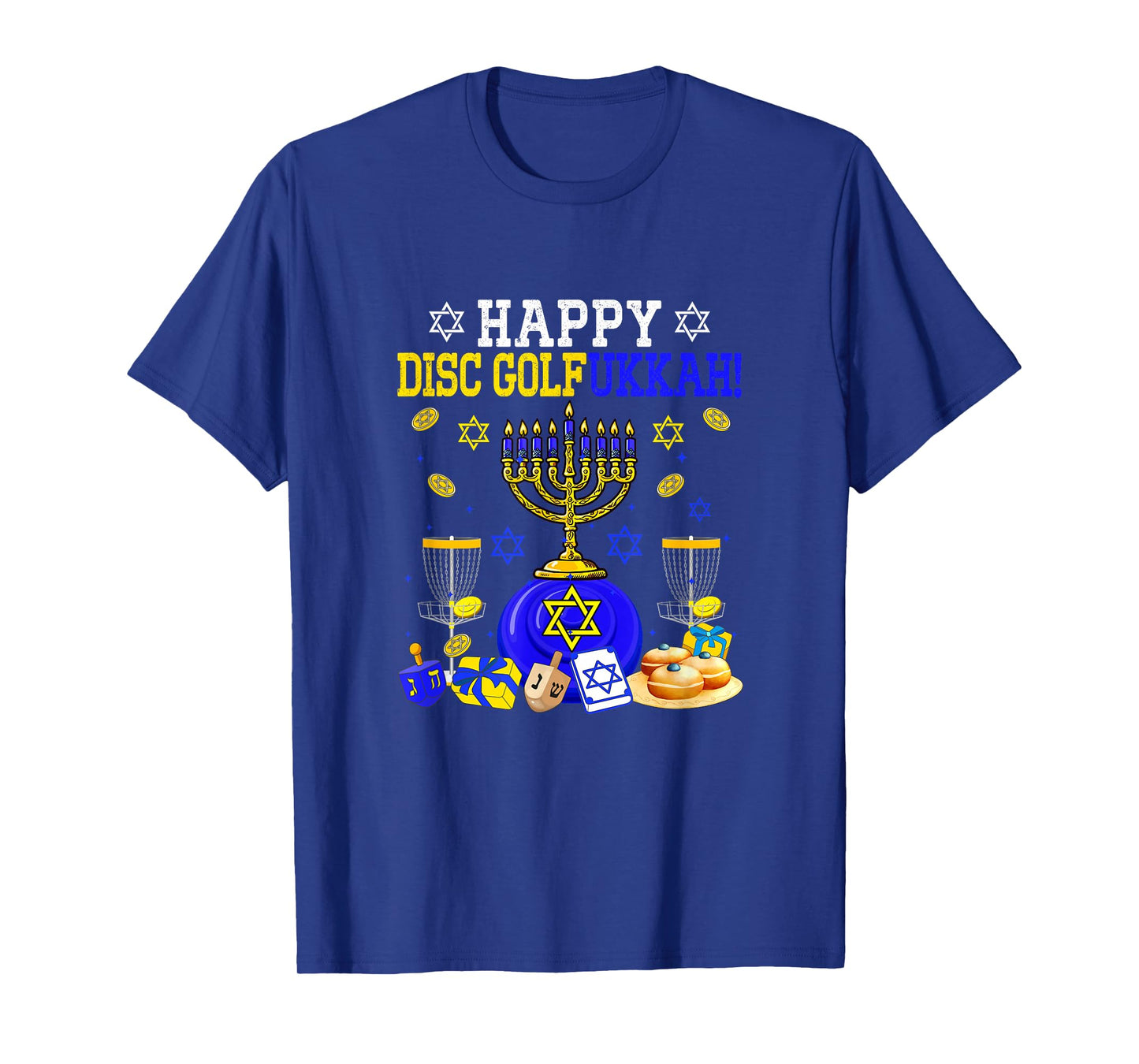 Happy Disc Golfukkah Disc Golf Player Fan Hanukkah Menorah T-Shirt