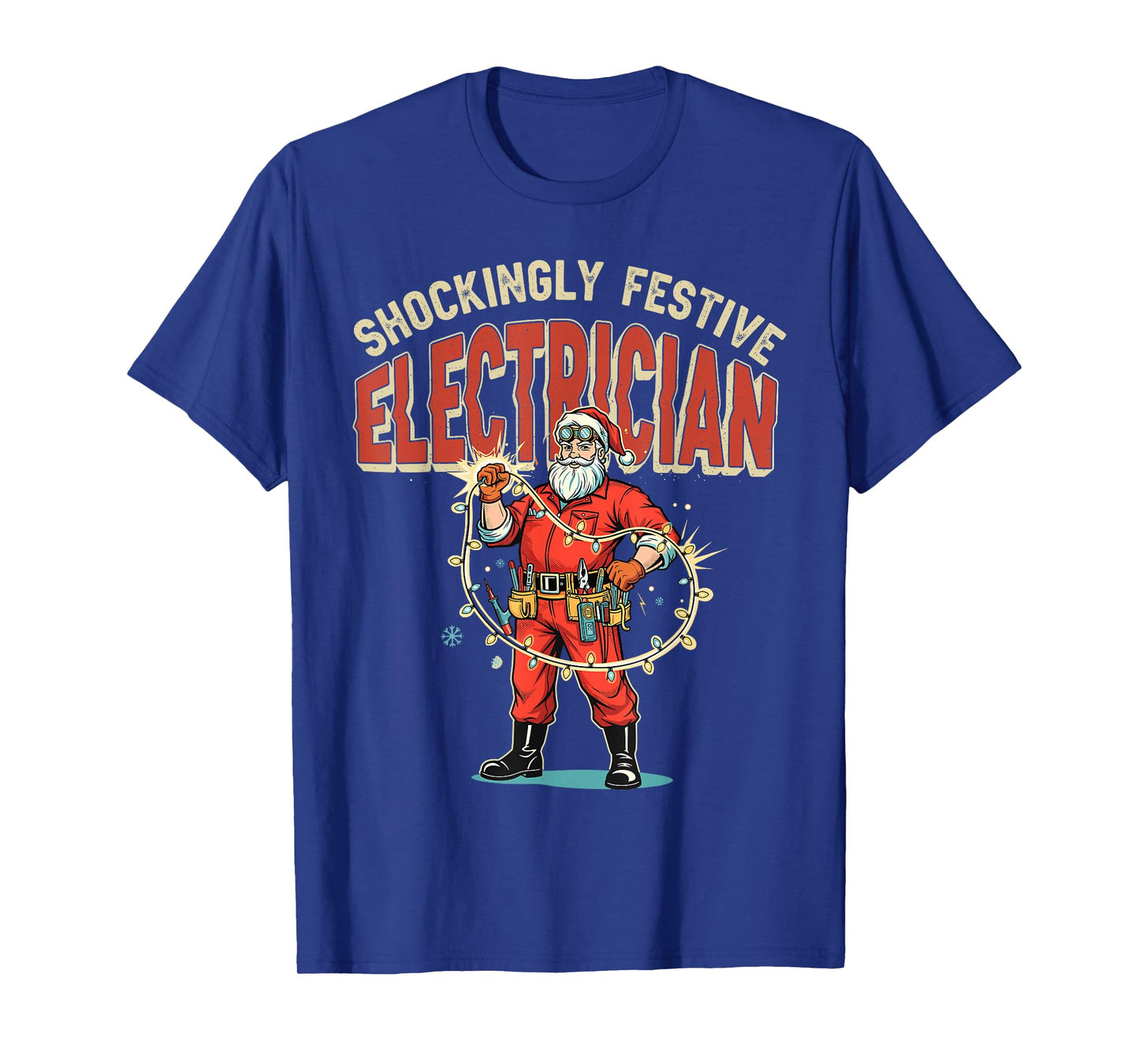 Funny Shockingly Festive Electrician Vintage Christmas Santa T-Shirt