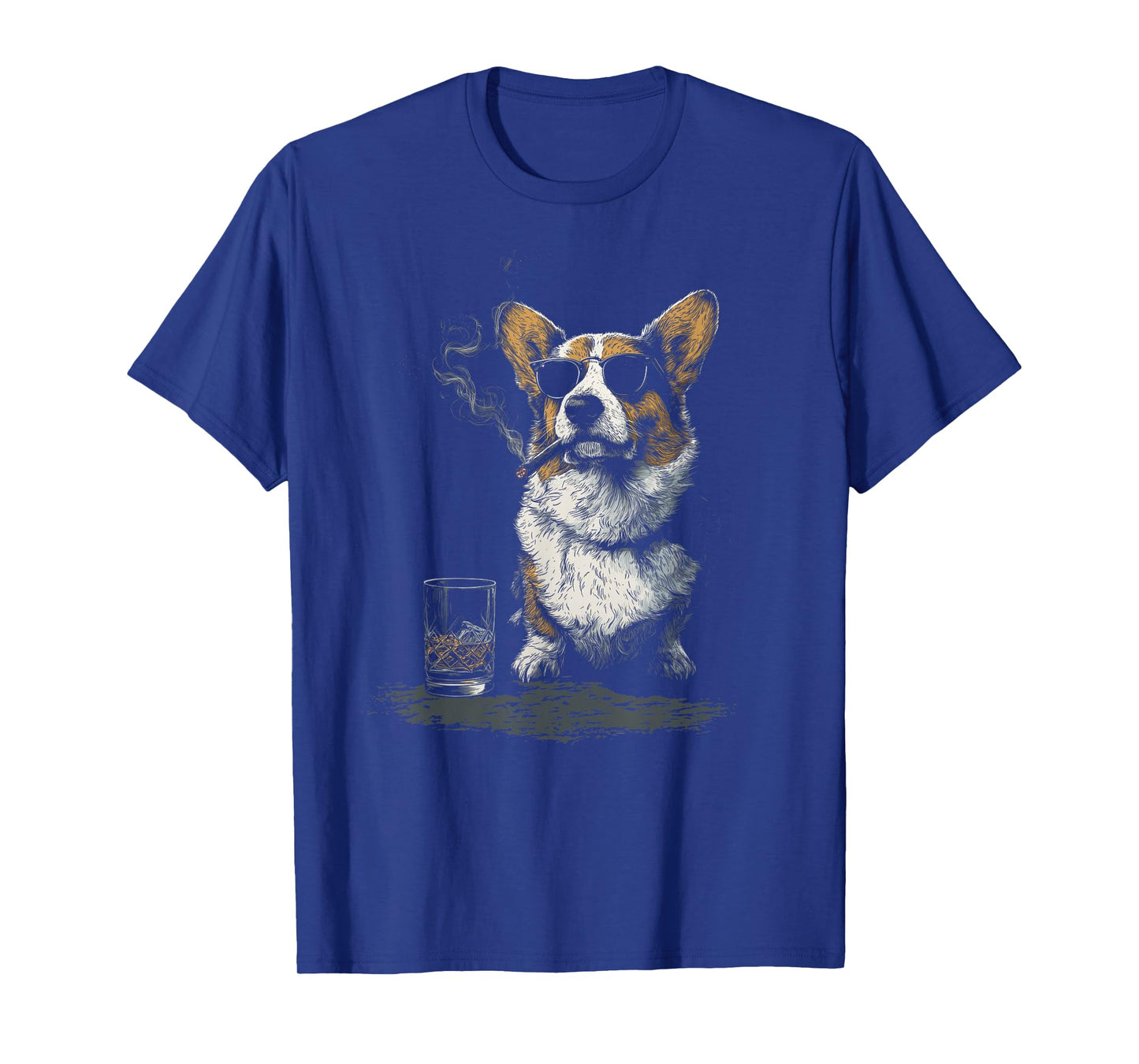 Corgi Smoking Cigar Whisky Lover Funny Dog T-Shirt