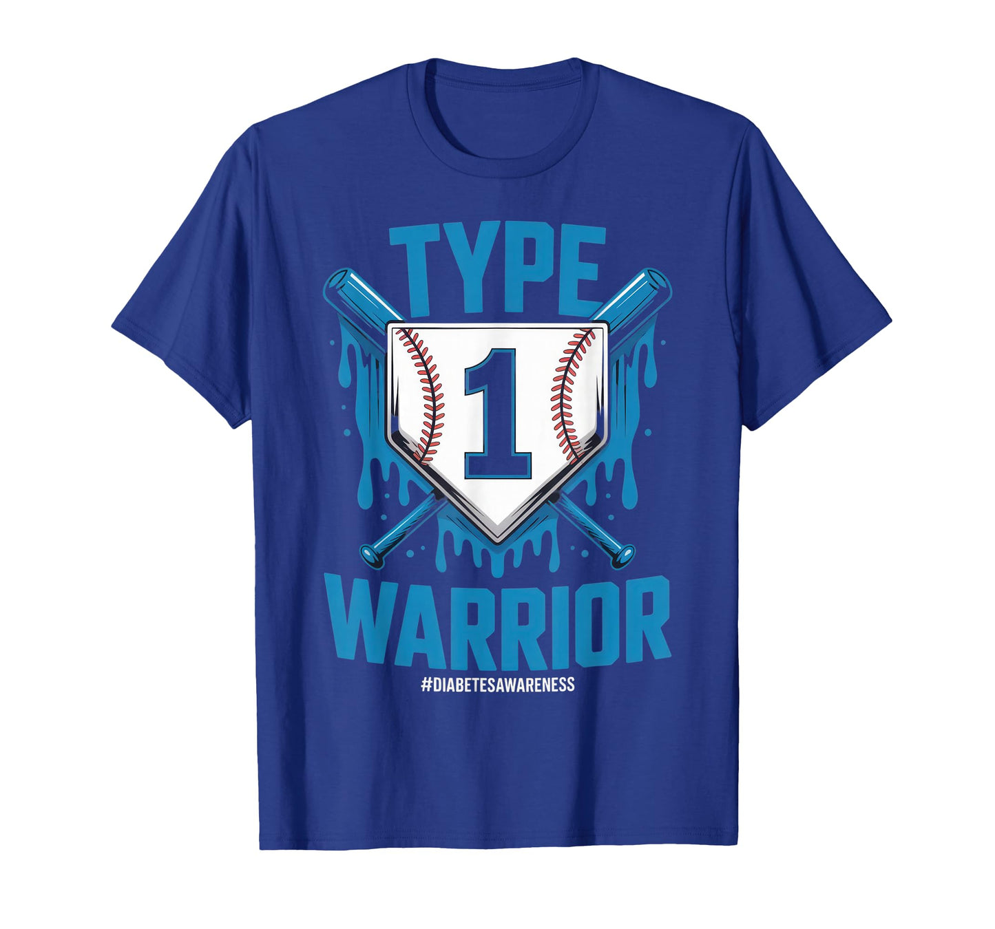 Type 1 Warrior Diabetes Awareness Baseball Enthusiasts T-Shirt