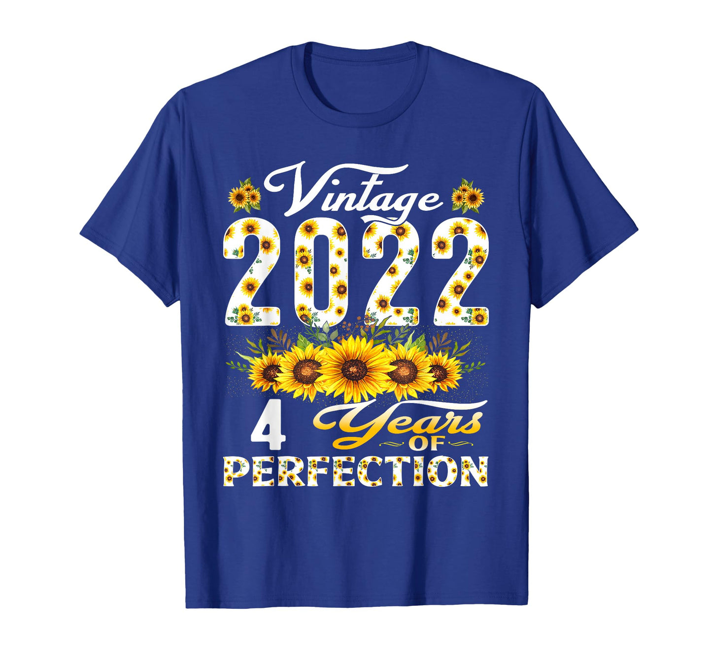 4 Year Old Vintage 2022 Sunflower 4th Birthday Girl T-Shirt