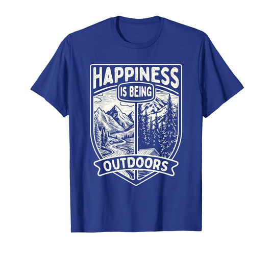 Happiness is Being Outdoors - Hiker Trekker Hiking T-Shirt