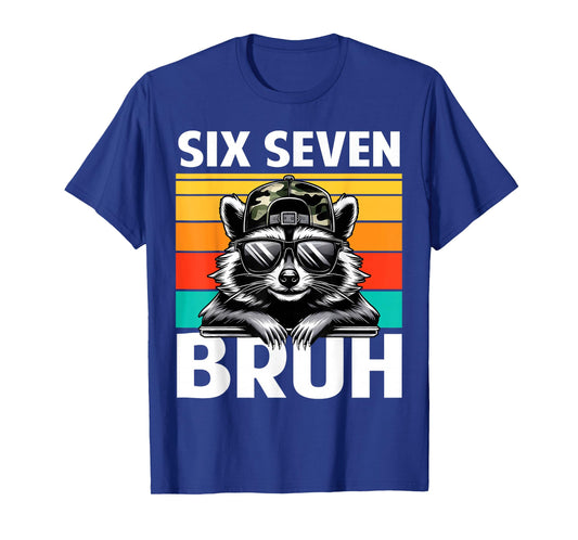 Funny 67 Meme Boys Kids Camo Hat Six Seven Bruh Raccoon T-Shirt