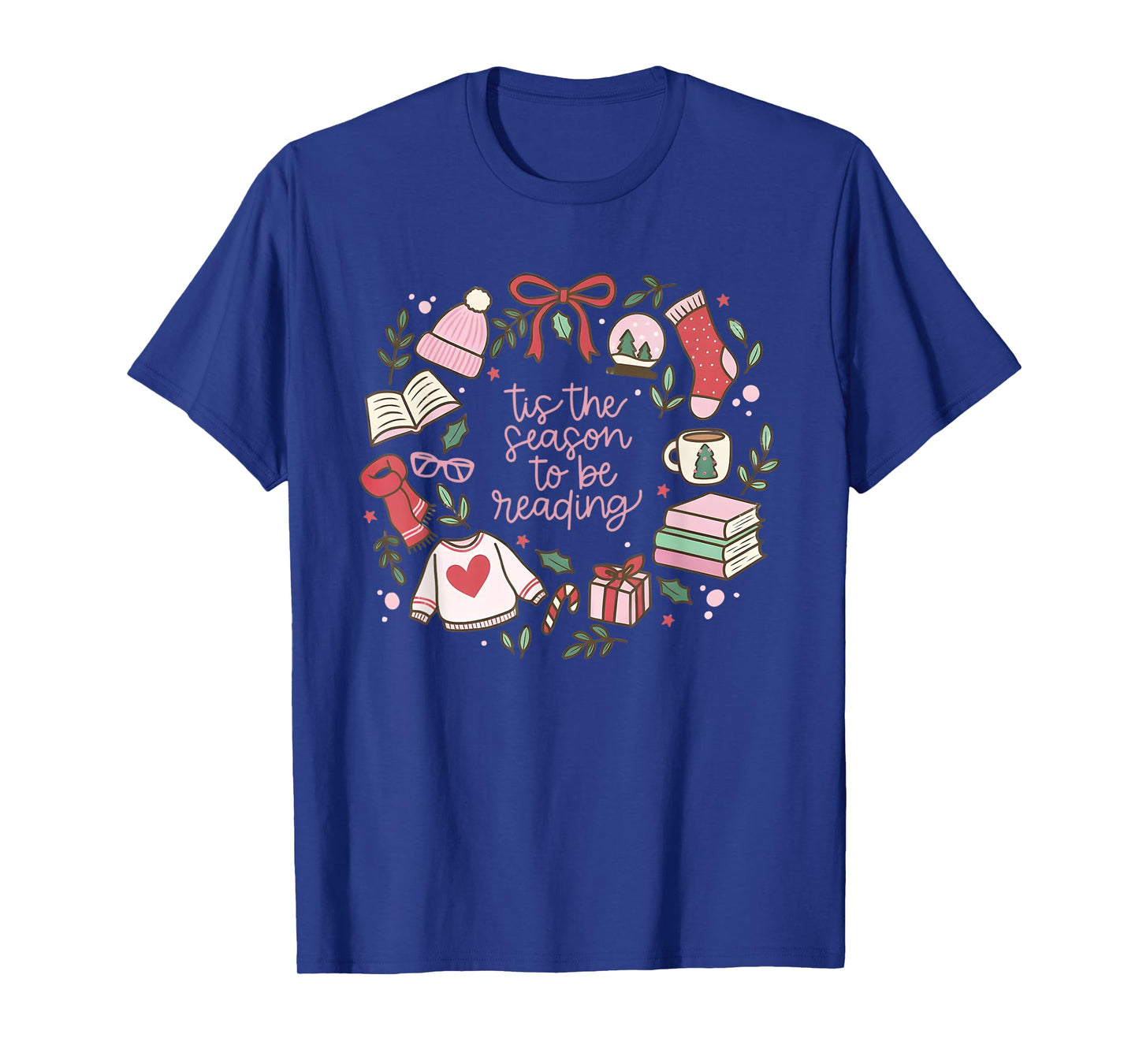 Funny Xmas Tis The Season to Be Reading Books Pajamas T-Shirt