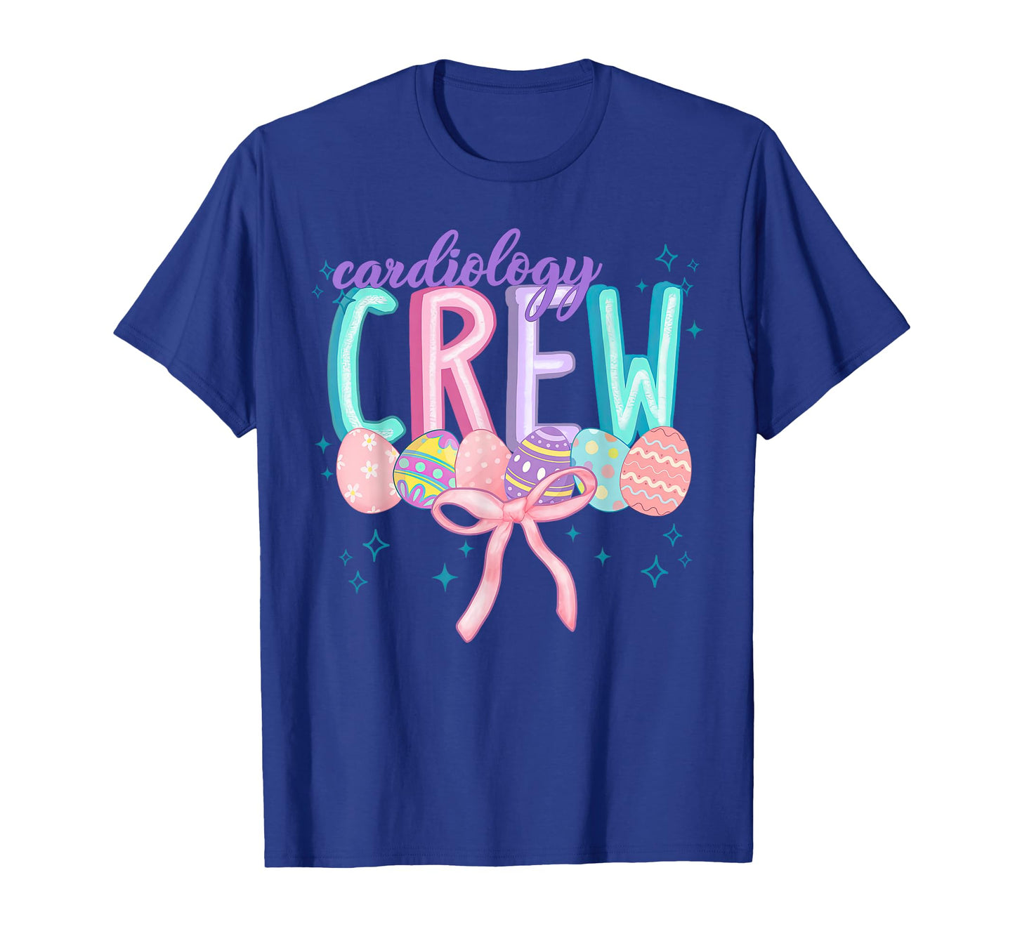Coquette Bow Cardiology Crew Egg Bunny Easter Cardiac Nurse T-Shirt