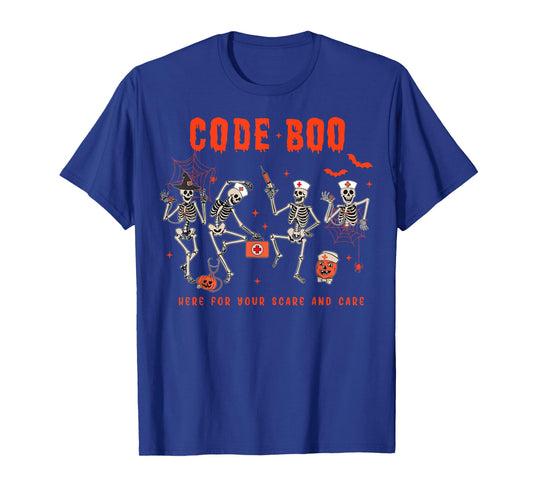 Halloween Funny Skeleton Nurse Shirt Code Boo Spooky Season T-Shirt