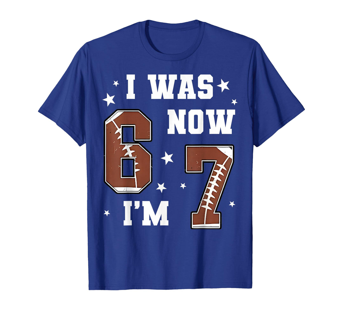 I was 6 Now I'm 7 Year Old Football Theme 7th Birthday Boy T-Shirt