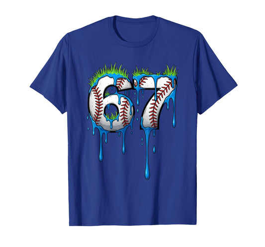 Baseball 67 Six Seven Funny Gen Alpha Meme Blue Drip Boys T-Shirt