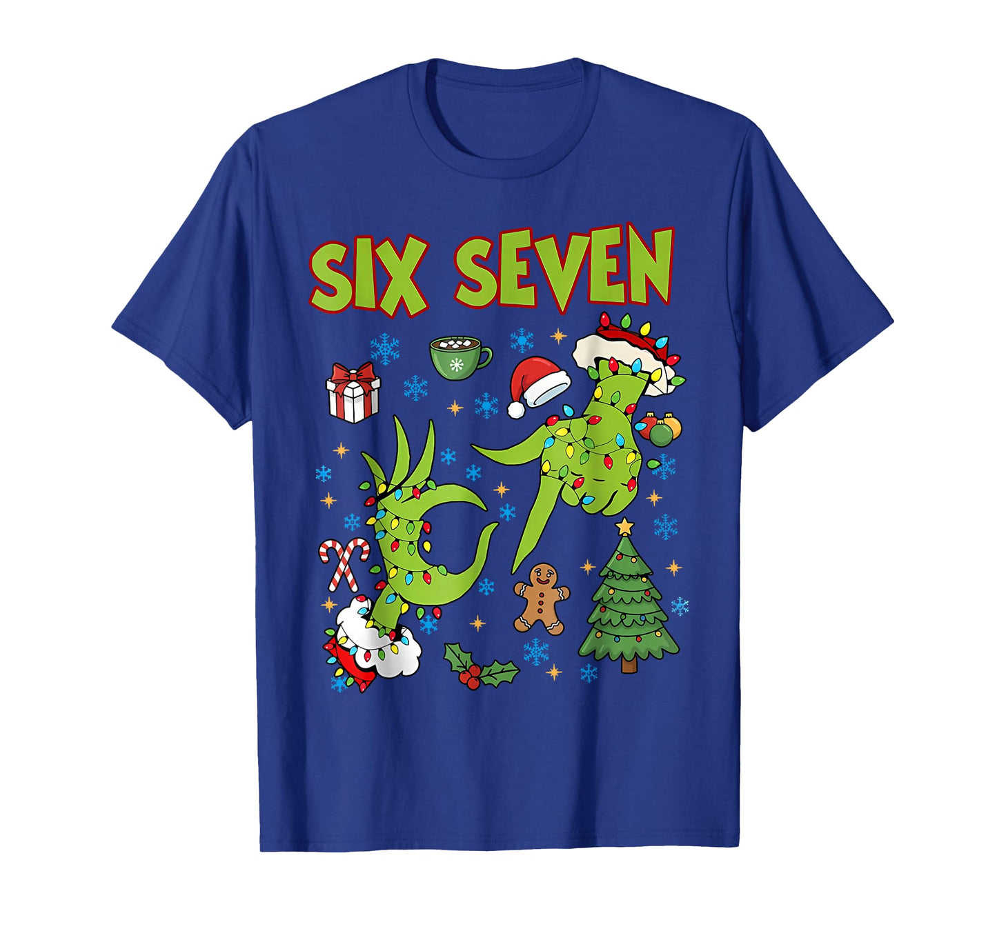 6 7 Six Seven Hand Gen Z Alpha Meme Slang Xmas Christmas T-Shirt