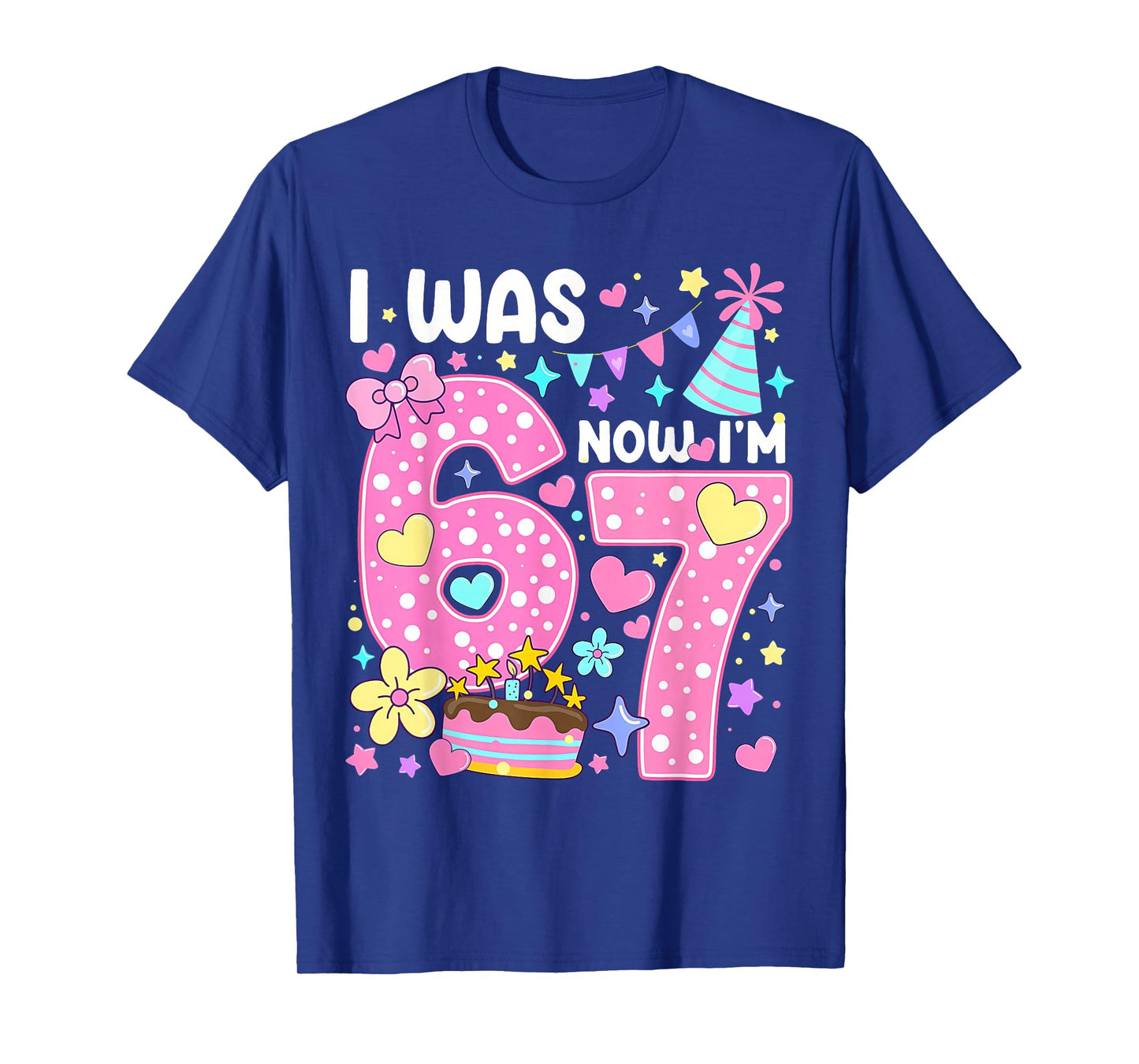 I was 6 Now I'm 7 7th Birthday Girl Pink Coquette Bow Floral T-Shirt