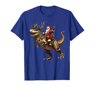 Dinosaur Tree rex Christmas Santa Boys Men Girls Xmas Squad T-Shirt