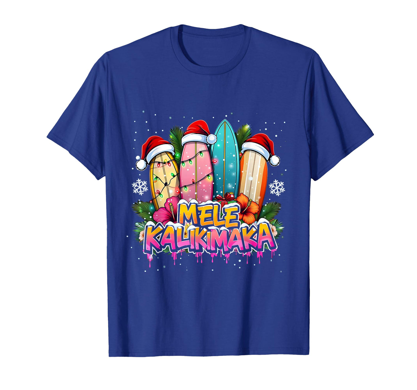 Mele Kalikimaka Surfboard Christmas Vibes T-Shirt