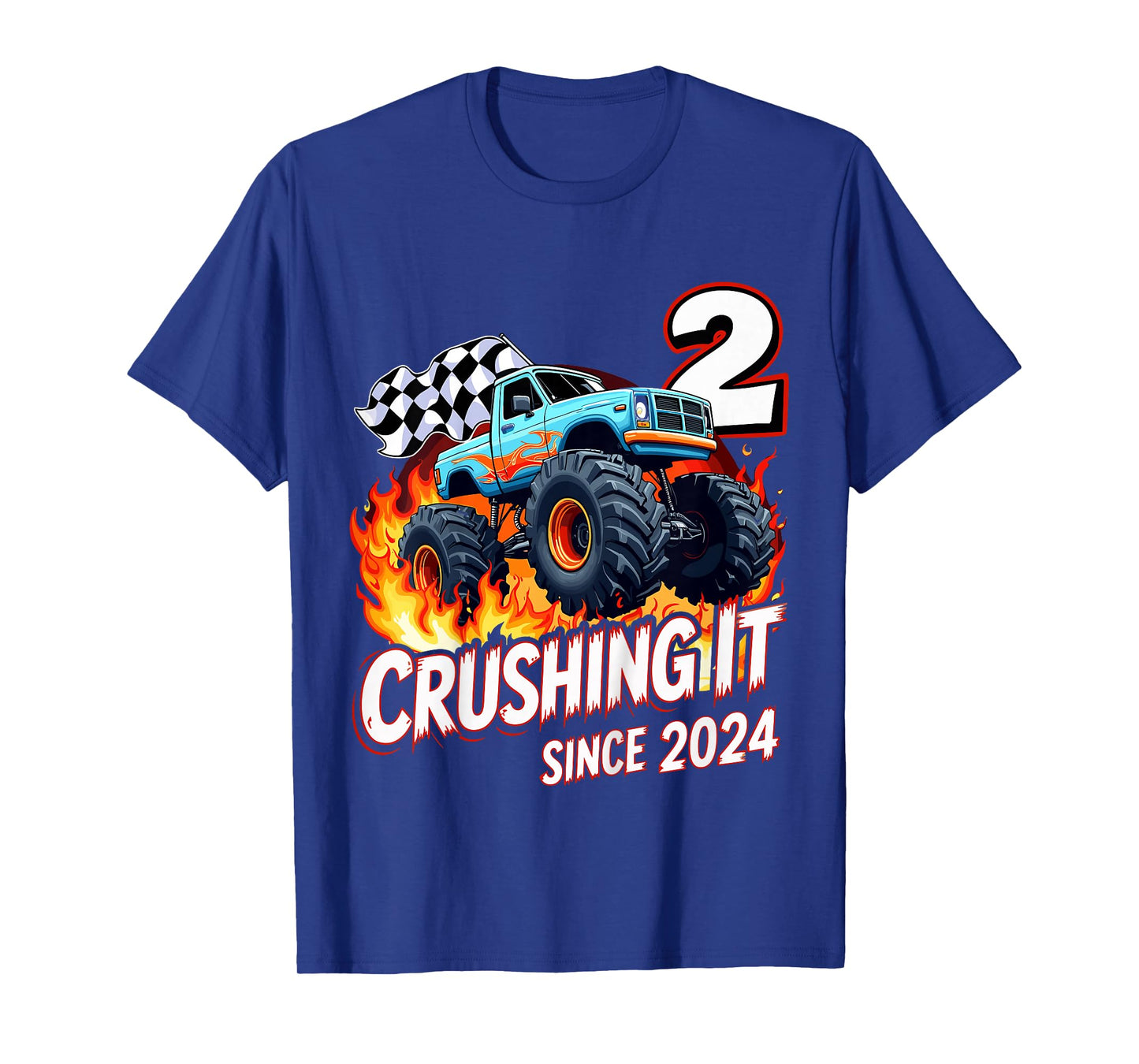 Kids 2nd Birthday Monster Truck 2 Year Old Boys Born 2024 T-Shirt