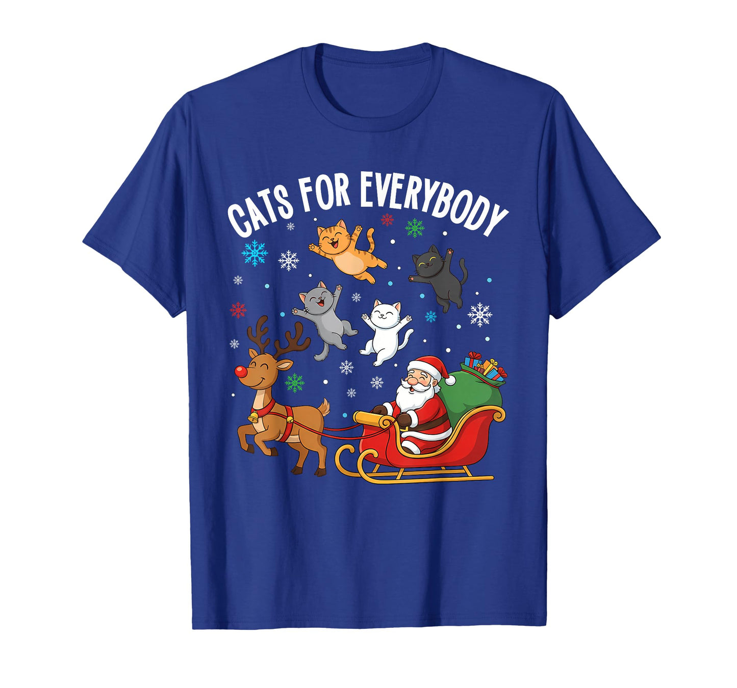 Cats for Everybody Christmas Cats Funny Santa Sleigh Xmas T-Shirt
