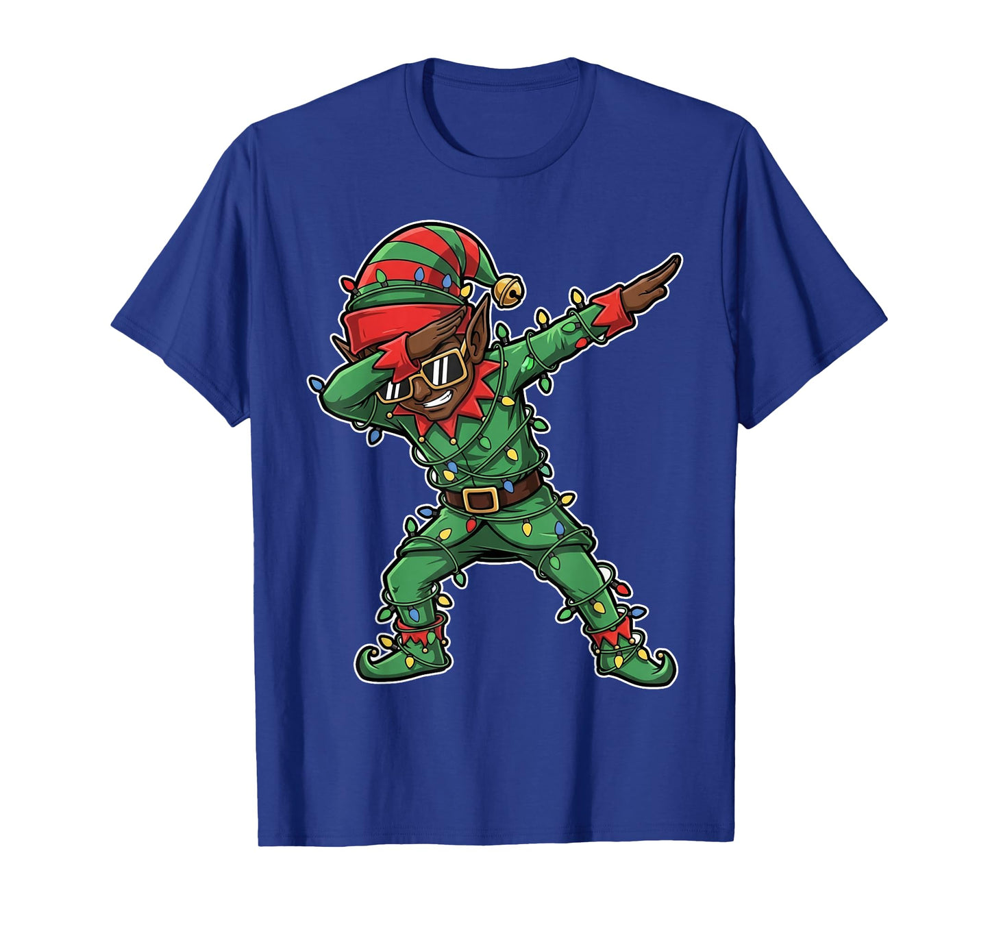 Dabbing African American Elf Christmas Lights T-Shirt