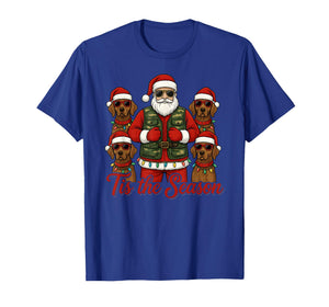 Tis The Season Santa with Hunting Dogs Funny Christmas T-Shirt