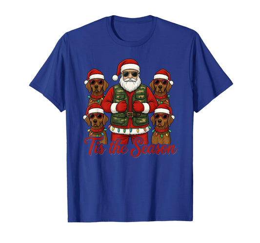 Tis The Season Santa with Hunting Dogs Funny Christmas T-Shirt