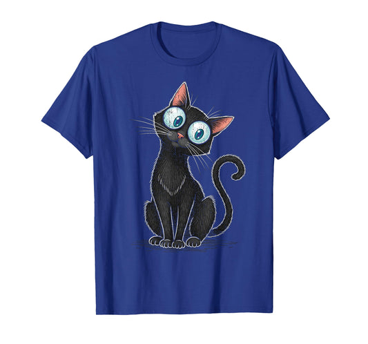 Womens Creepy Cat Cute Cat Meme Funny Black Cat Kitten Lover T-Shirt