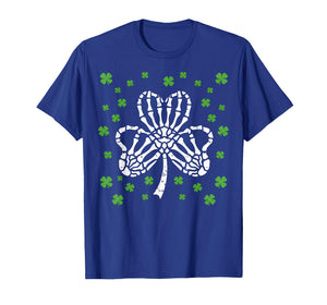 St Patrick Day Skeleton Hand Heart Shamrock Funny Women Kids T-Shirt