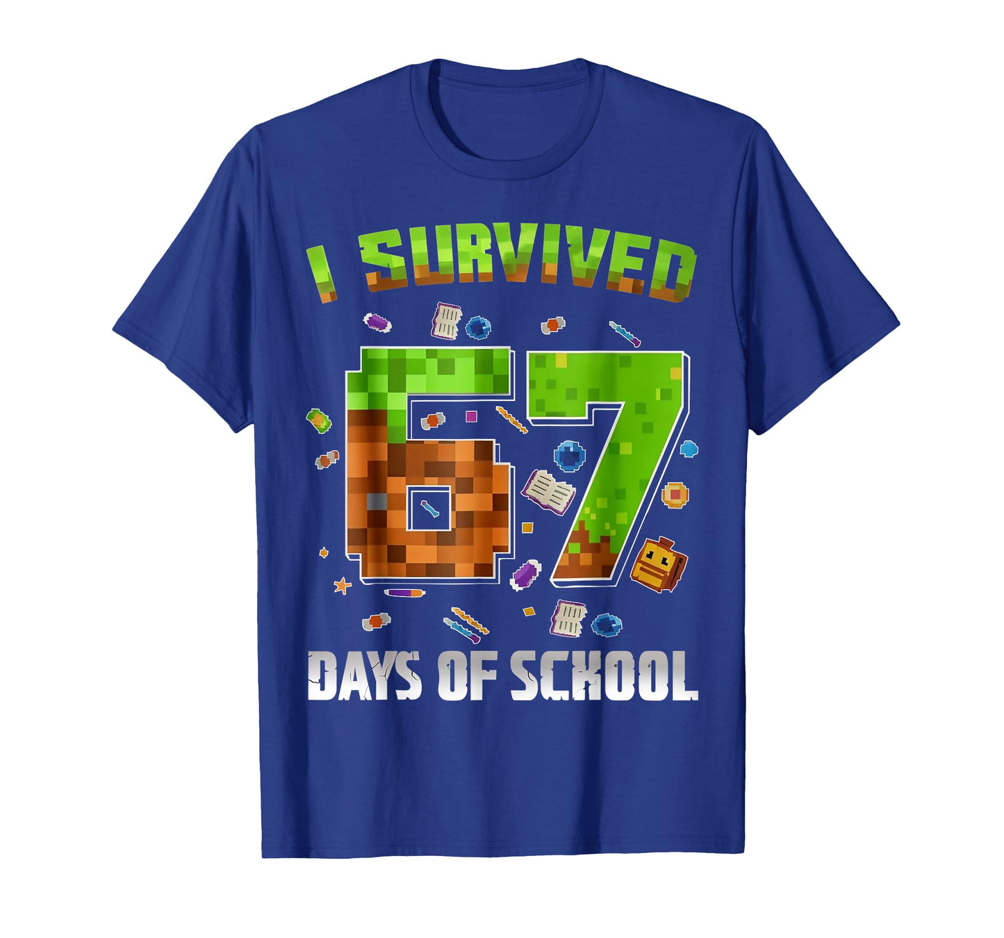 I Survived 67 Days of School Funny Pixel Gamer for Boy Kid T-Shirt