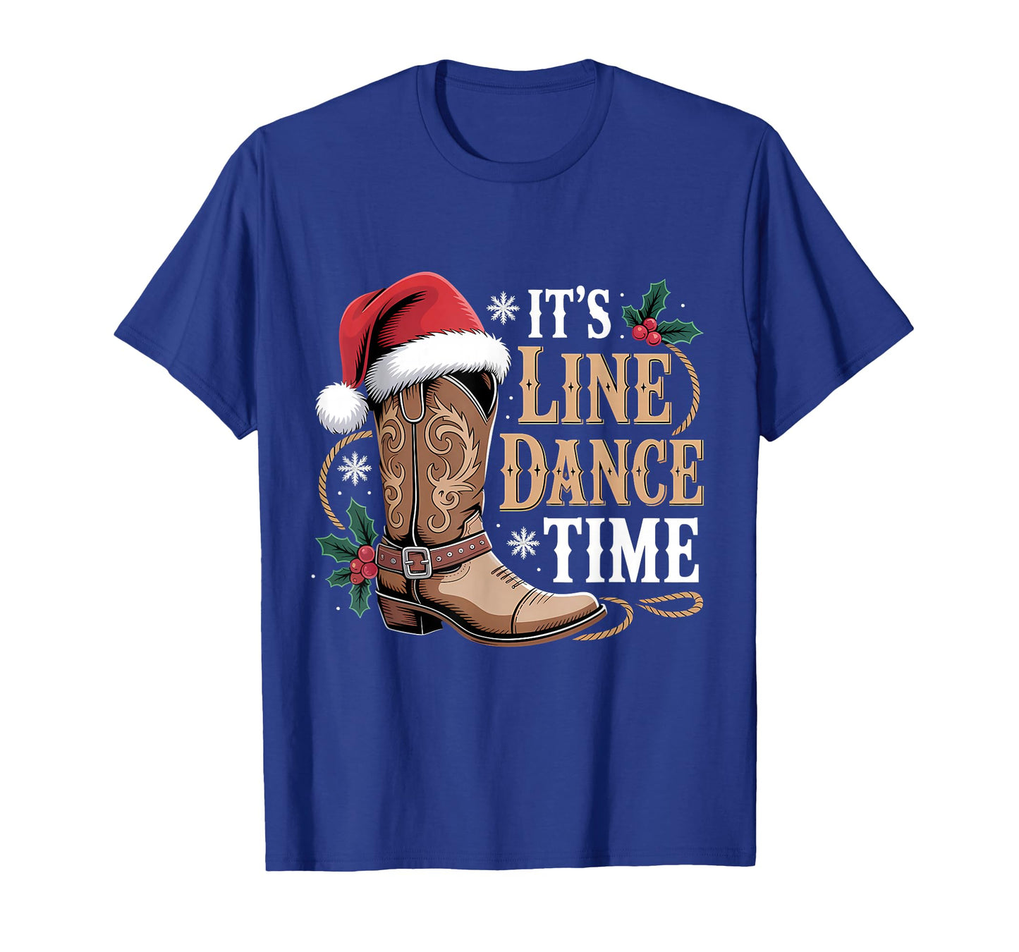 It's Line Dance Time Line Dancing Santa Hat Christmas Eve T-Shirt