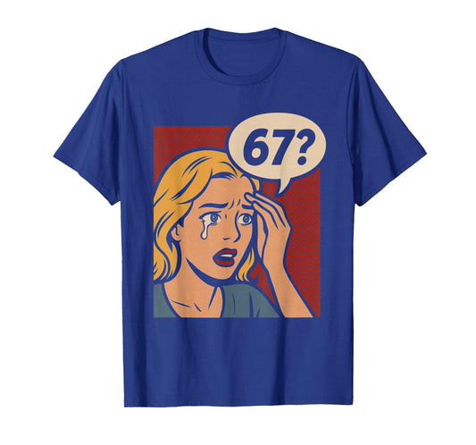 Retro Pop Art Comic 6x7 Funny Math Meme 67 Question Brainrot T-Shirt