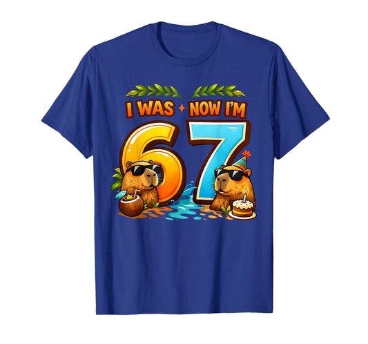 I was 6 Now I'm 7 Birthday 67 Meme Capybara Kids Boys Girls T-Shirt