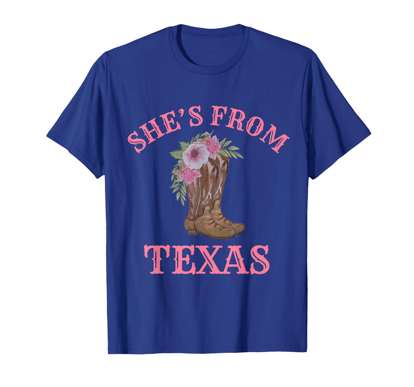 She's from Texas, Cowgirl Boots with Flowers T-Shirt