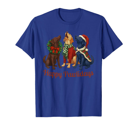 Happy Pawlidays Funny Santa Labrador Retriever Dog Christmas T-Shirt