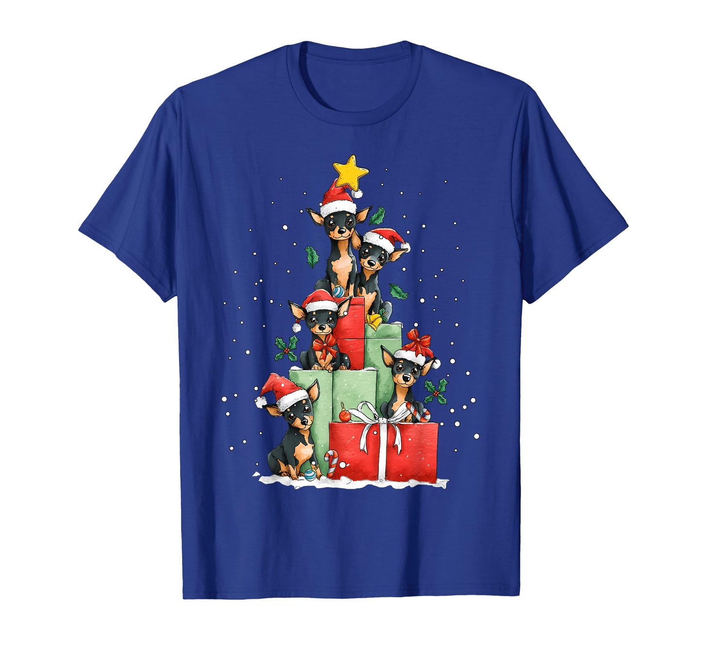 Cute Miniature Pinscher Minpin Dog Christmas Tree Xmas Hat T-Shirt