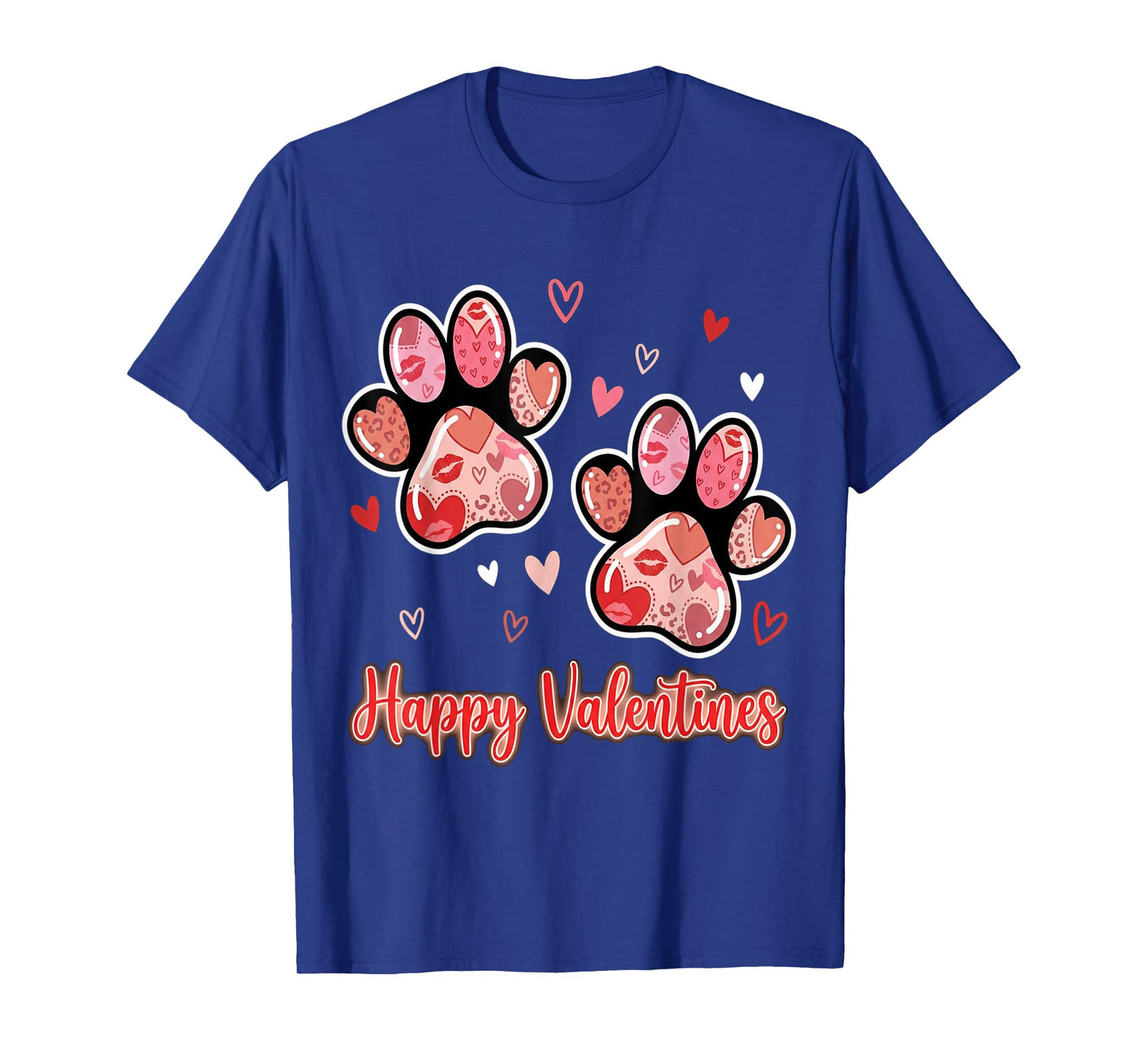 Hearts Cute Paw Valentine Dog and Happy Valentines Cat Lover T-Shirt
