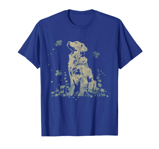 Golden Retriever Dog Saint Paddys Shamrock St. Patrick's Day T-Shirt