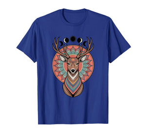 Cosmic Animal Mandala Sacred Geometry Triple Moon Deer T-Shirt