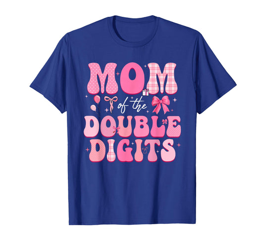 Mom of The Double Digits Cute Pink Bow 10th Birthday Girl T-Shirt