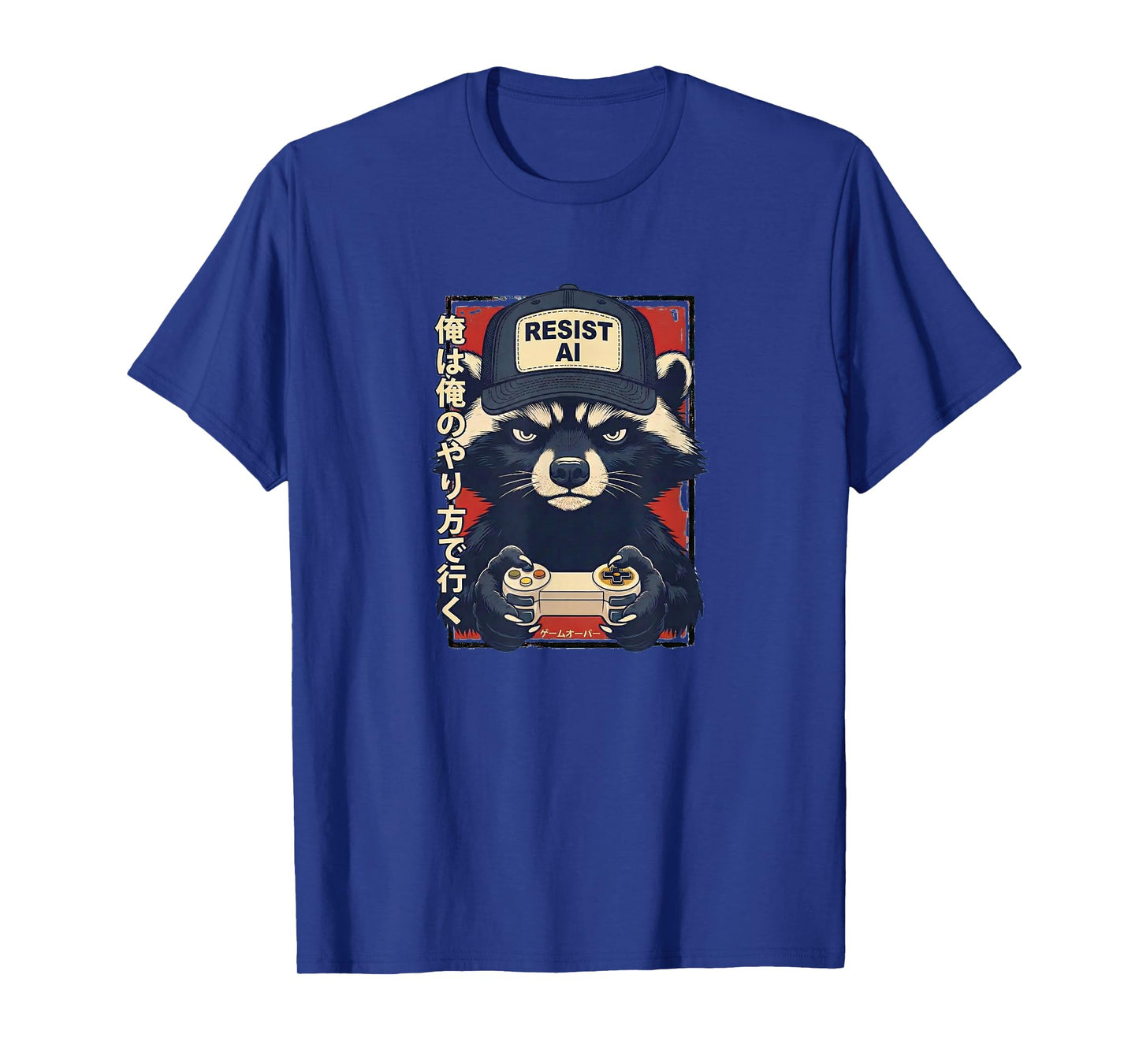 Resist AI - Raccoon Gamer Design T-Shirt