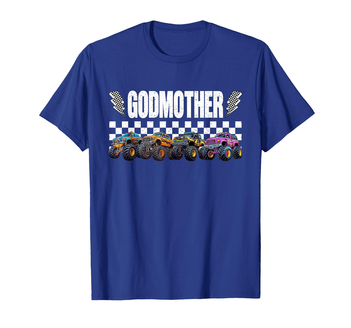 Godmother Retro Monster Truck Family Crew Birthday Matching T-Shirt