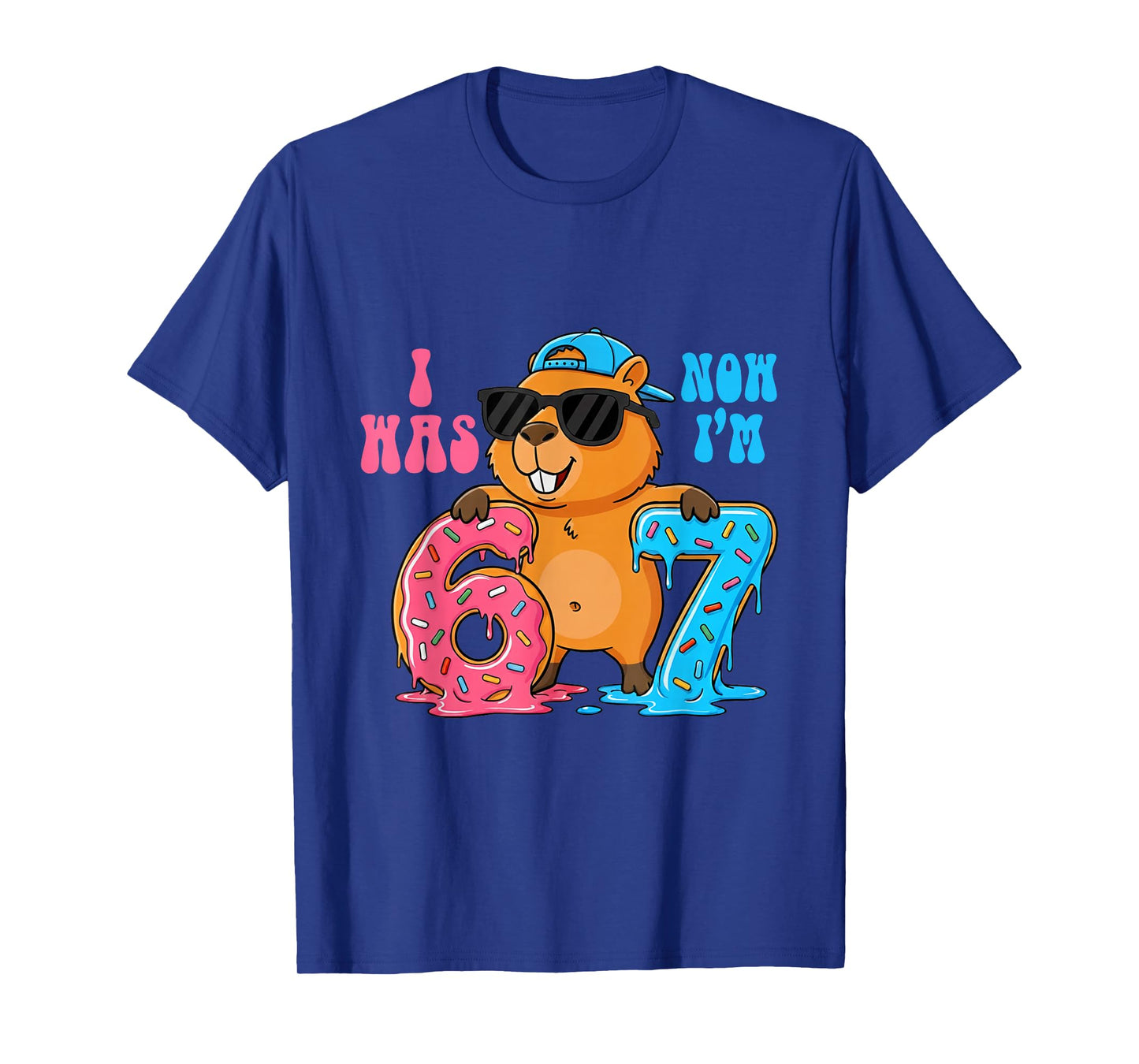 I was Six Now I'm Seven 6 7 Capybara 67 Meme 7th Birthday T-Shirt